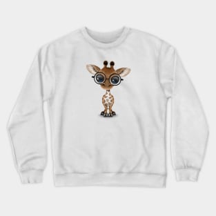 Cute Curious Baby Giraffe Wearing Glasses Crewneck Sweatshirt